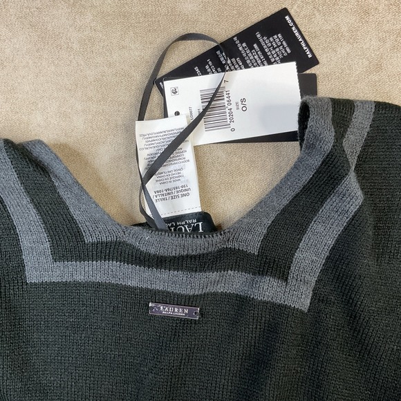 Lauren Ralph Lauren Cardigan Cape Poncho Wrap Acrylic Shawl One Size Black NWT - Picture 5 of 7